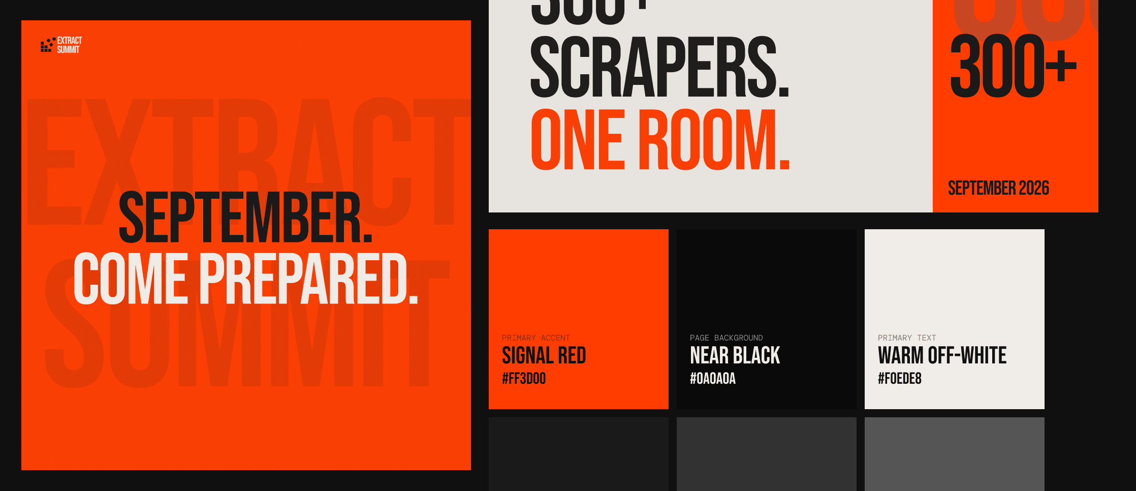Extract Summit site design, hero and key pages